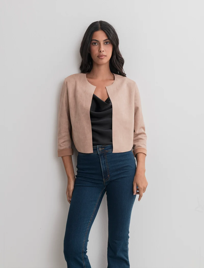 GIACCA SUEDE CORTA - Cammello