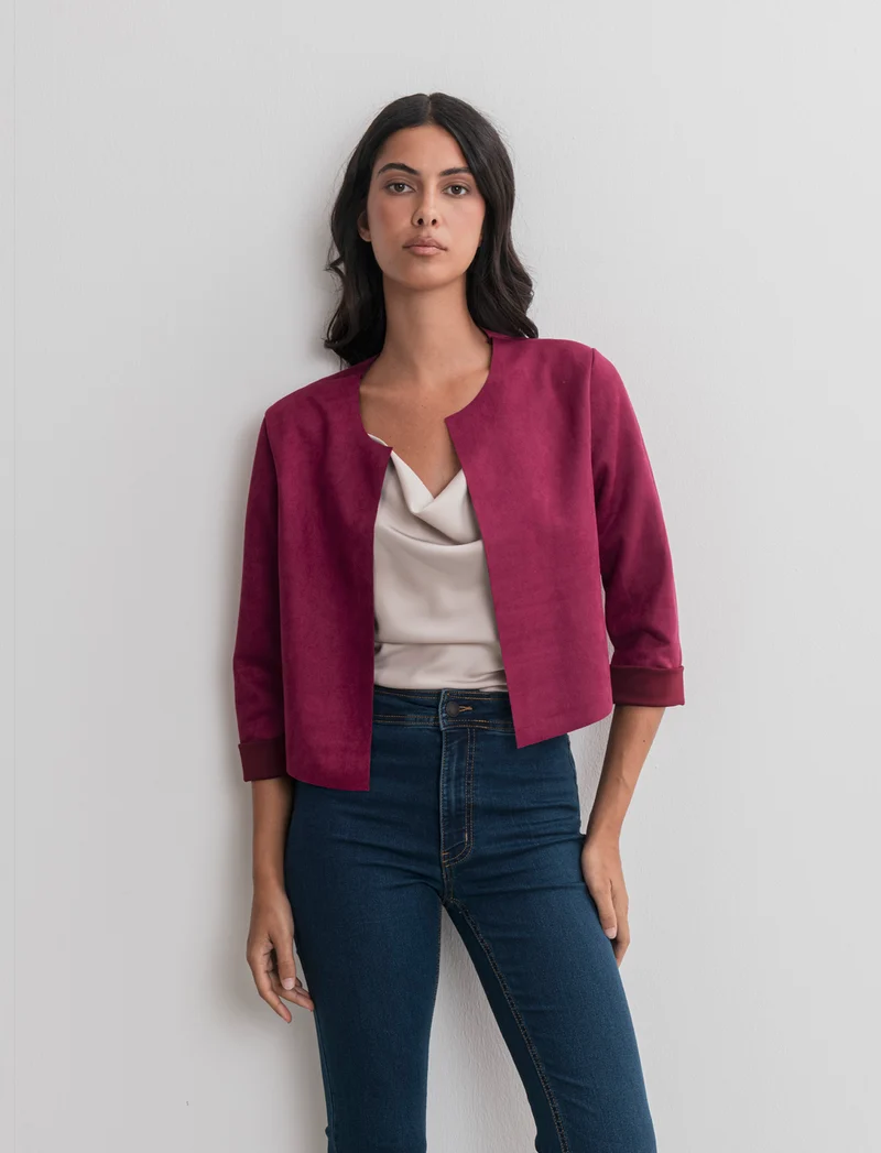 GIACCA SUEDE CORTA - Viola prugna