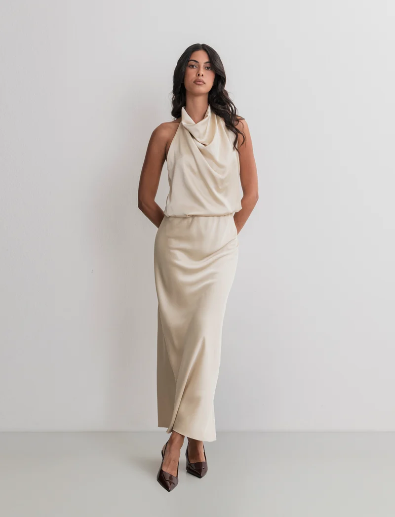 GONNA IN SATIN - Beige champagne