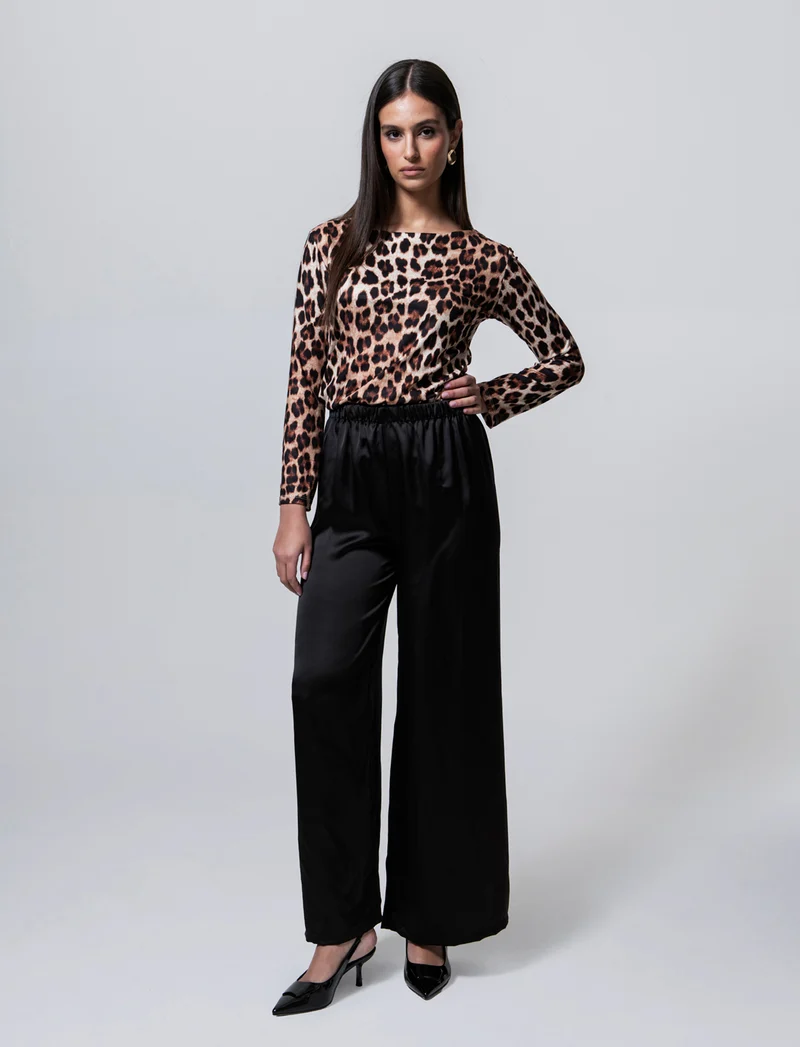 PANTALONE IN SATIN - Nero