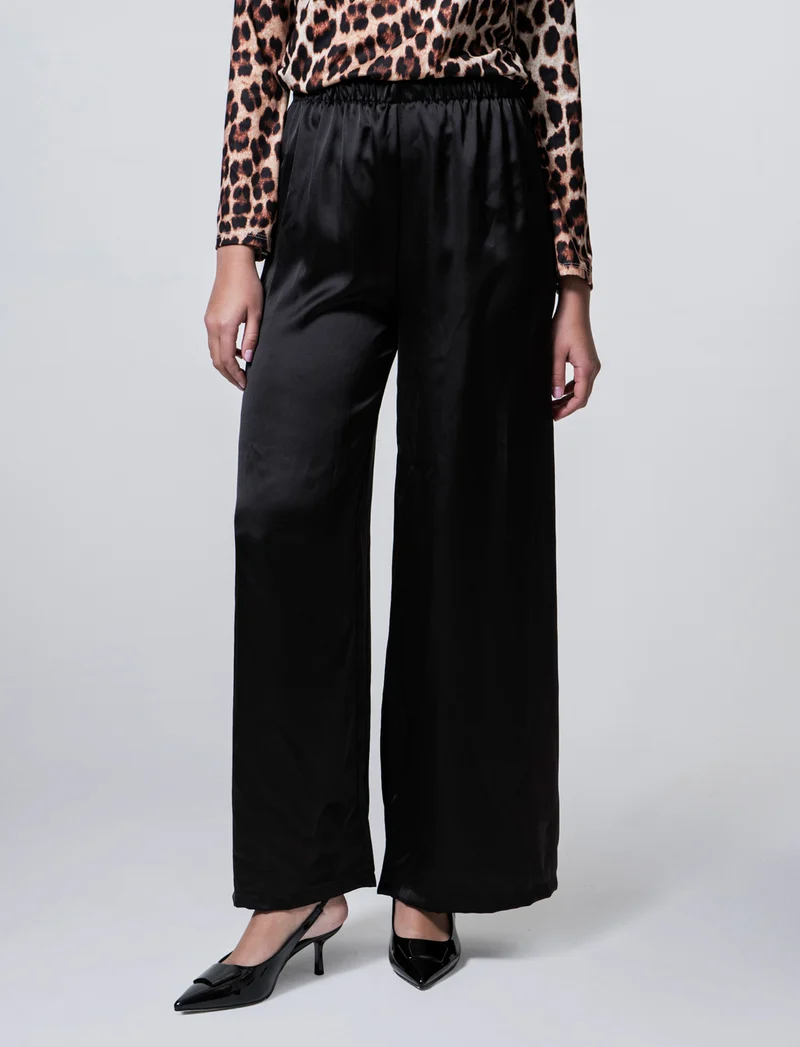 PANTALONE IN SATIN - Nero