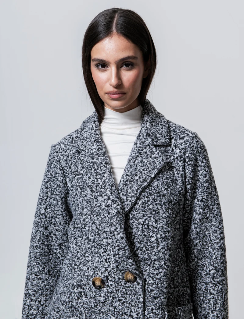 CAPPOTTO IN TESSUTO ARRICCIATO - Grigio chiaro mel.