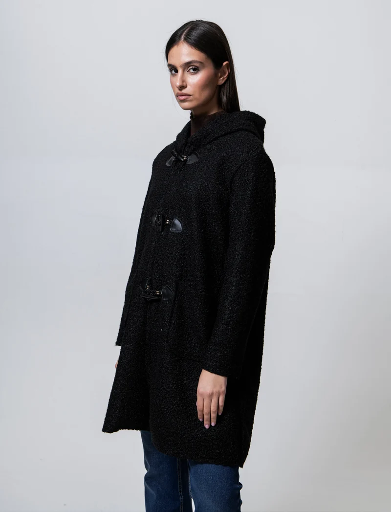 CAPPOTTO CON CAPPUCCIO - Nero