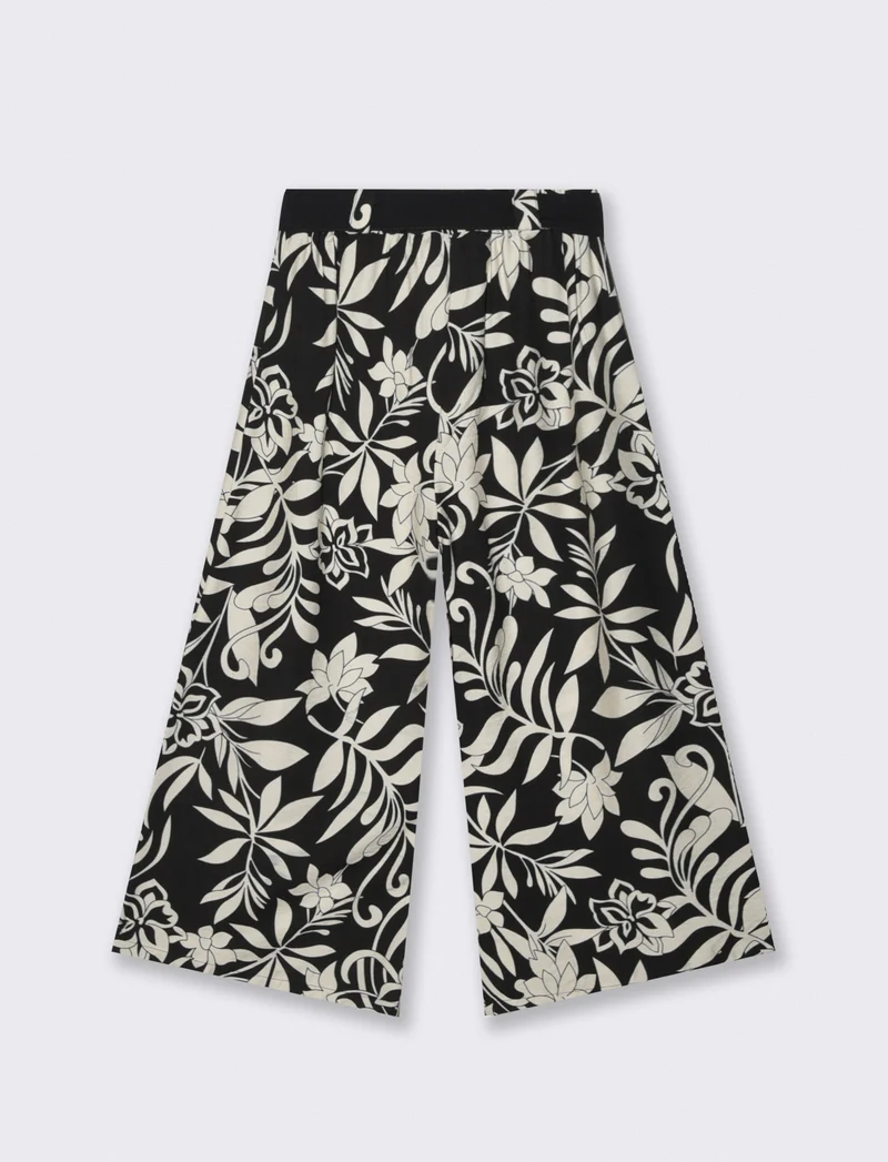 Pantalone stampato con cintura in tessuto - Fiorato