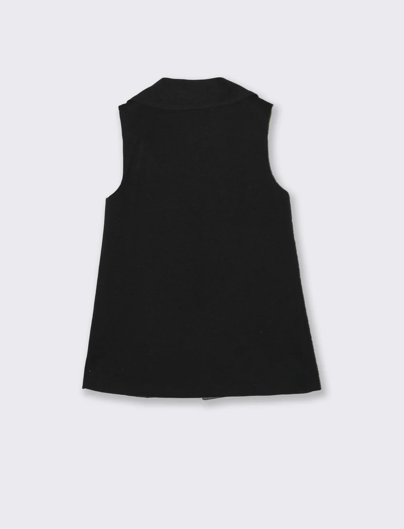 Gilet in punto milano da bambina - Nero