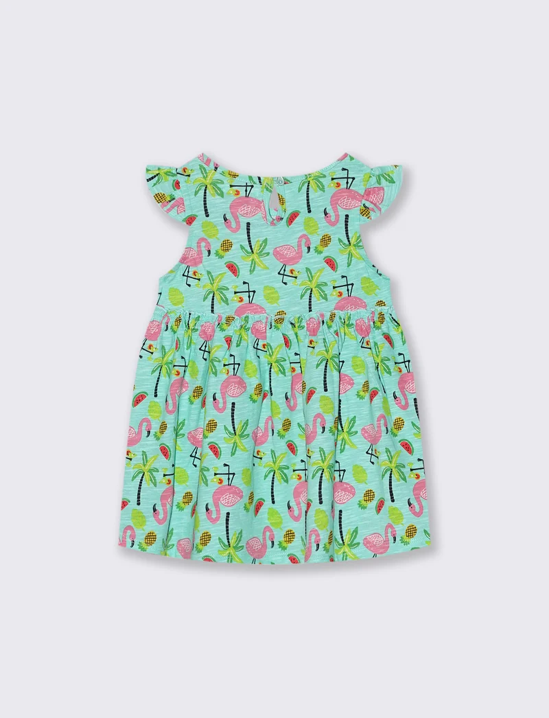 Abito casual a fantasia con rouches - Verde