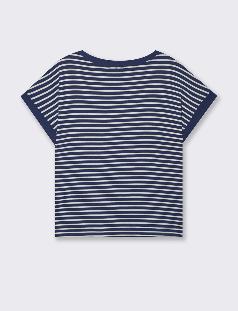 tshirt in viscosa rigata - blu bianco