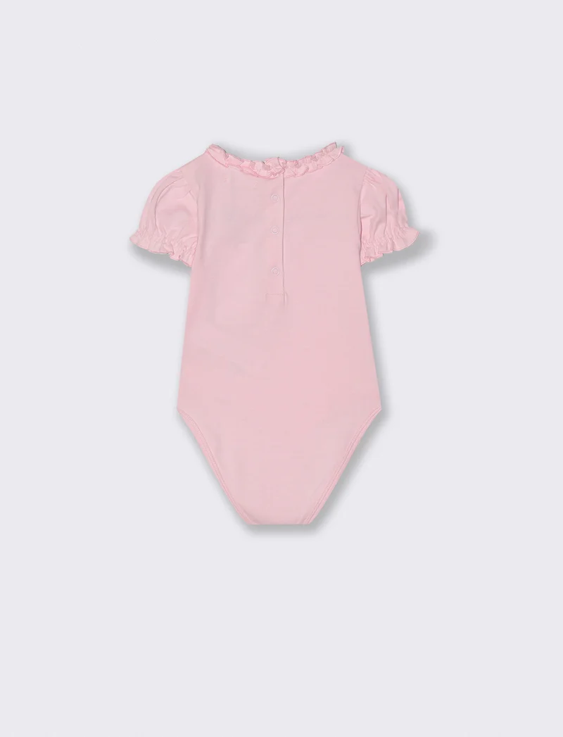 Body con manica a sbuffo e arricciature - Rosa