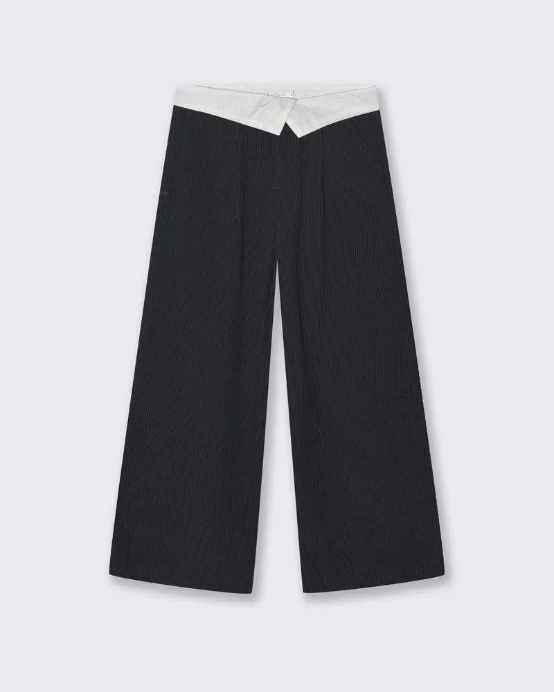 Pantalone gamba larga effetto gessato - Righe