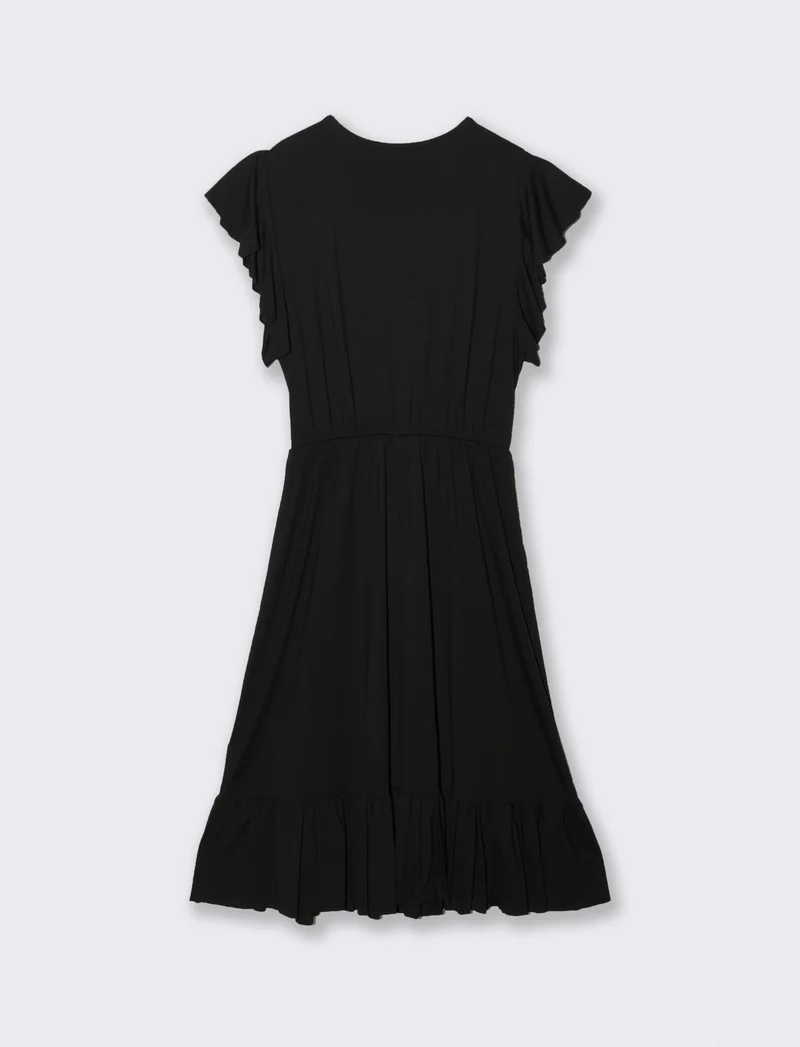 Vestito lungo con volants per donna - Nero