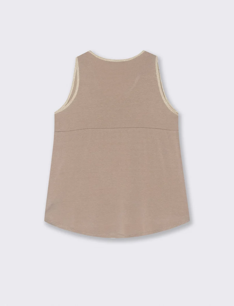 TOP VISCOSA CON DETTAGLI A CONTRASTO LUREX - Beige