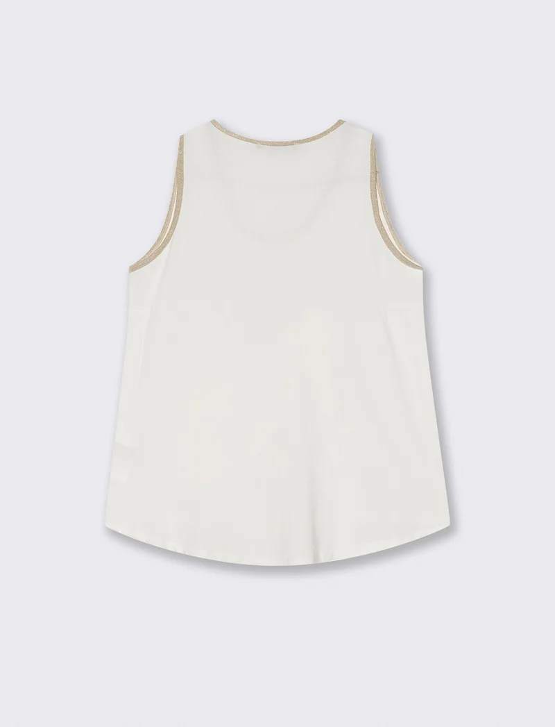 TOP VISCOSA CON DETTAGLI A CONTRASTO LUREX - Bianco latte