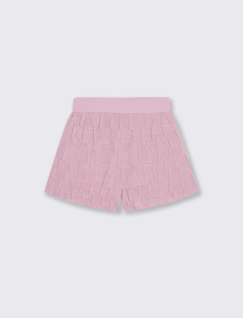 Shorts in georgette con balze da bambina - Rosa