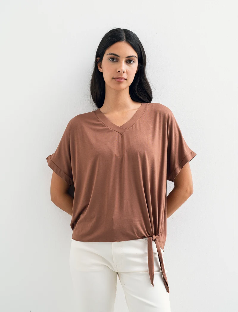 T-SHIRT MANICA CORTA - Marrone tabacco