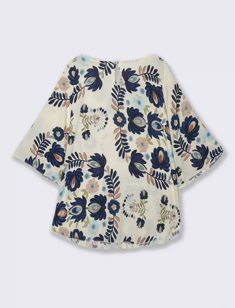 Tshirt in viscosa stampato - Blu
