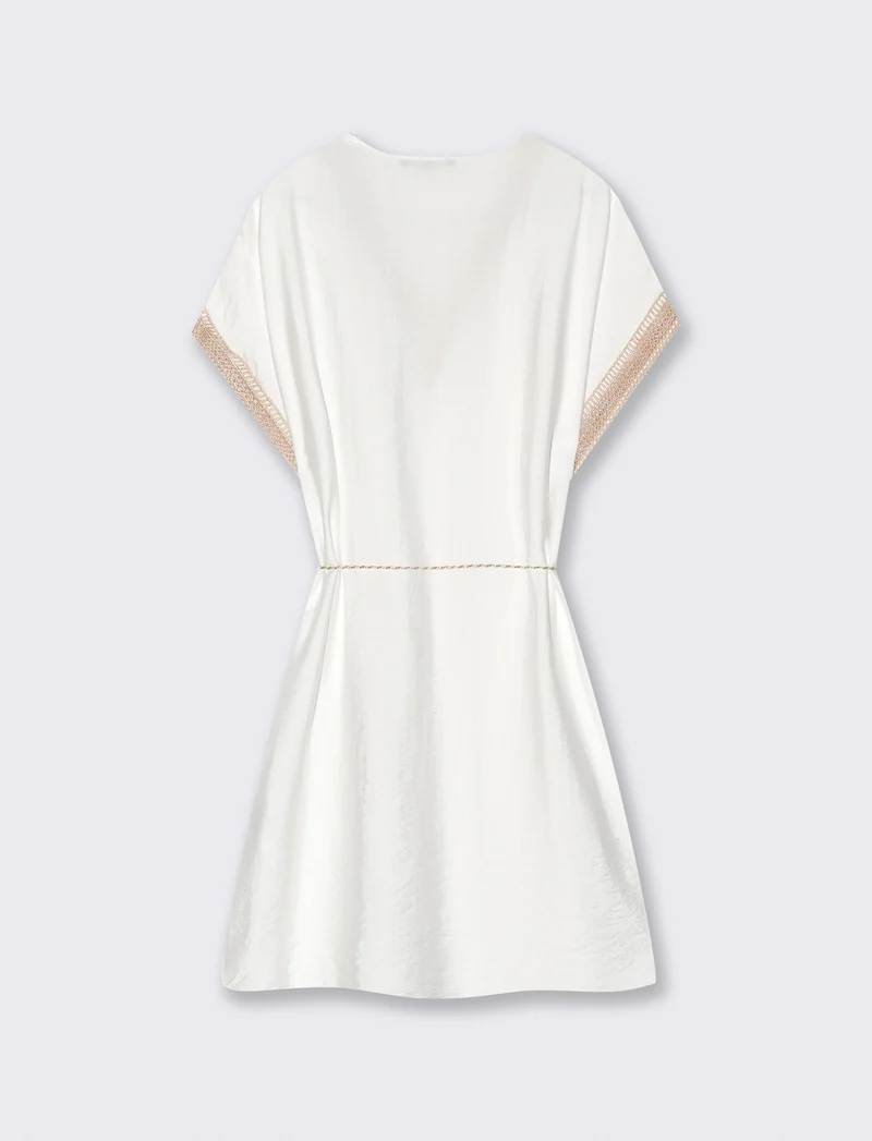 Vestito con cintura e passamaneria - Bianco