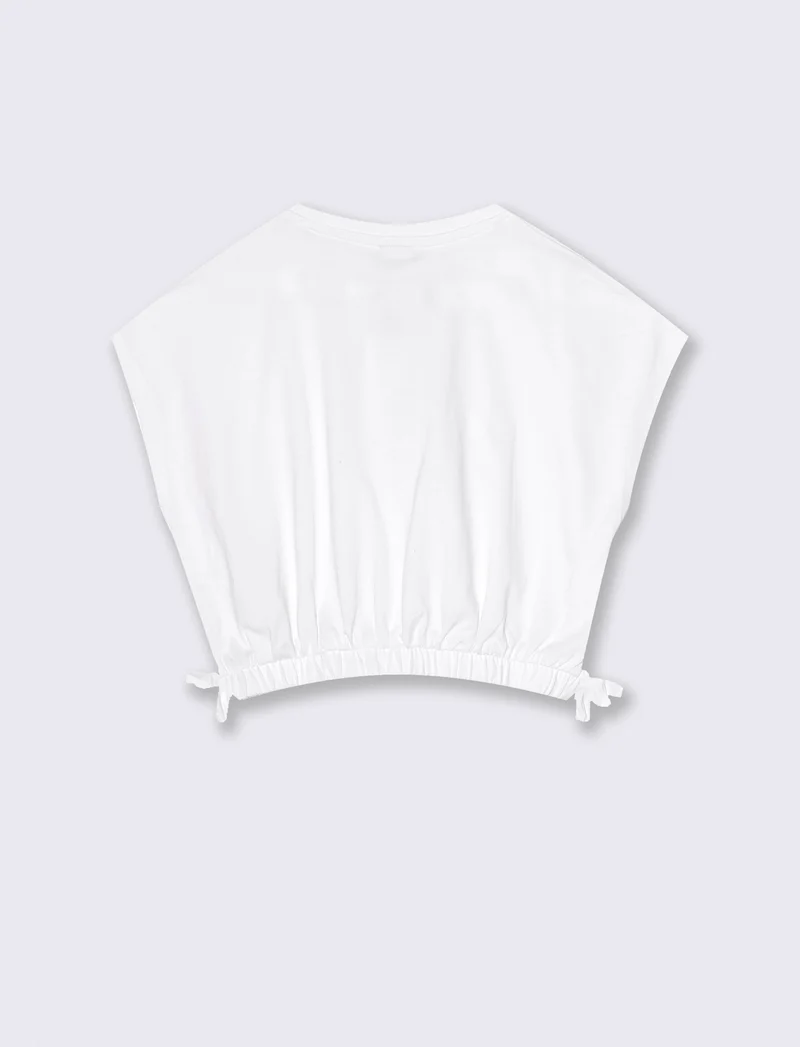 T-shirt estiva bambina con rouches - Bianco