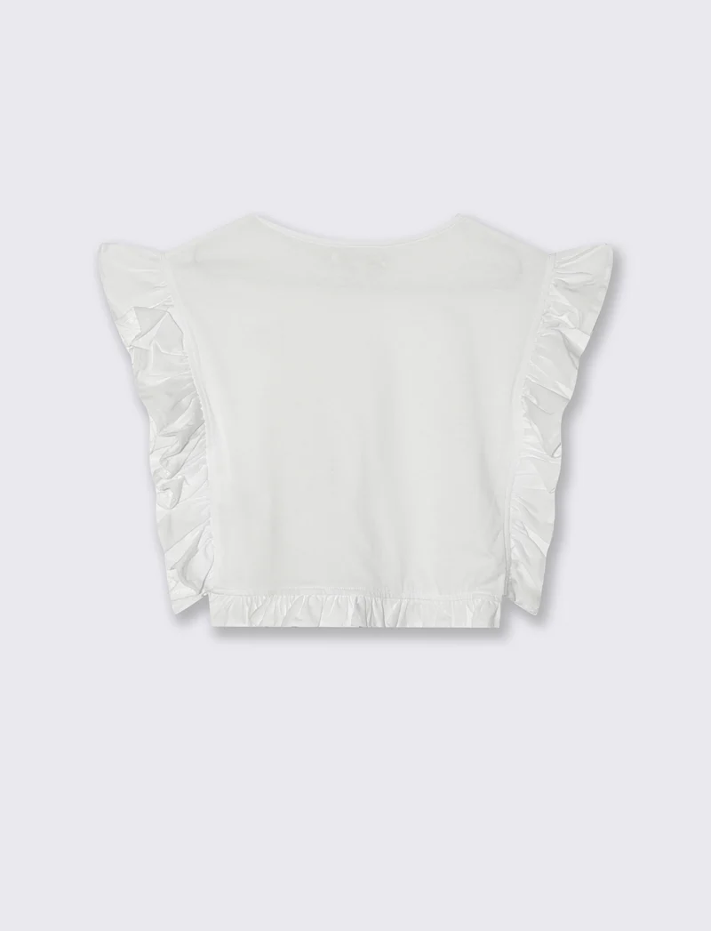 T-shirt da bambina con rouches e arricci - Bianco