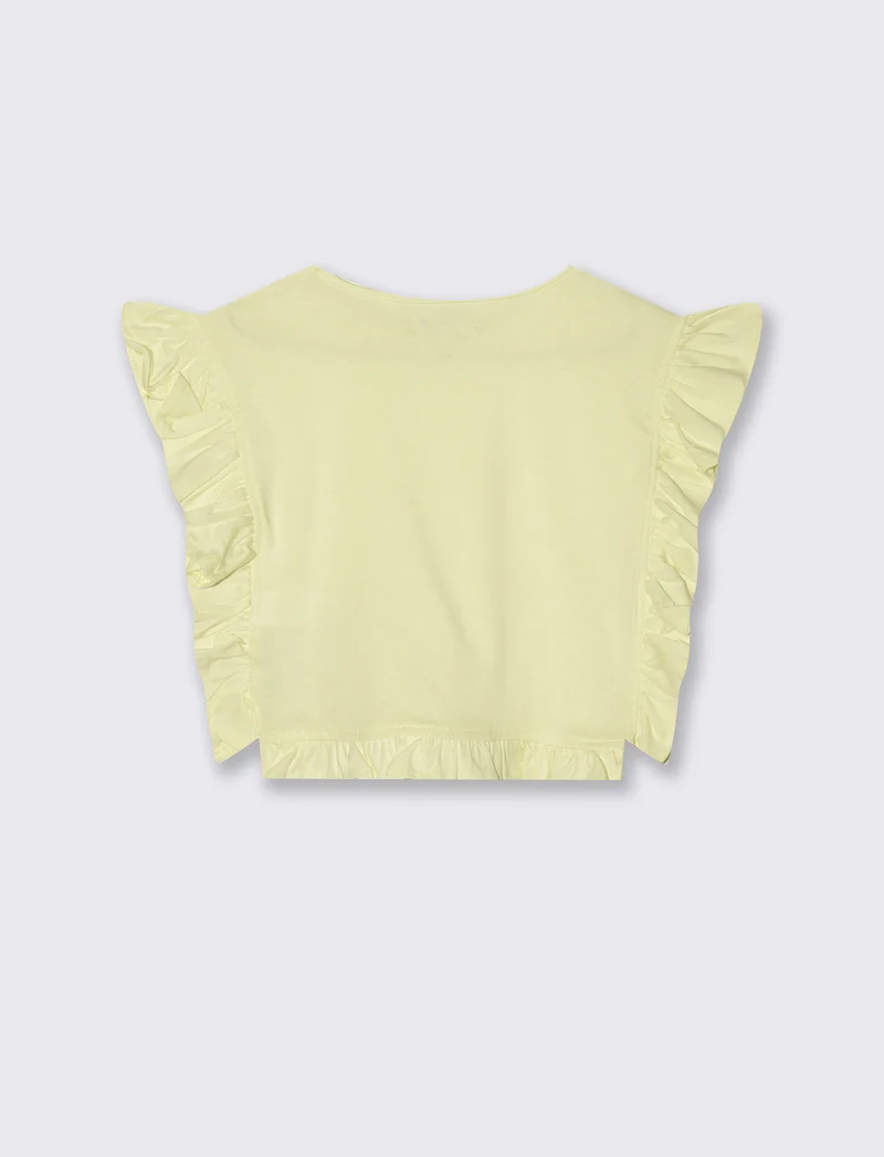 T-shirt da bambina con rouches e arricci - Giallo