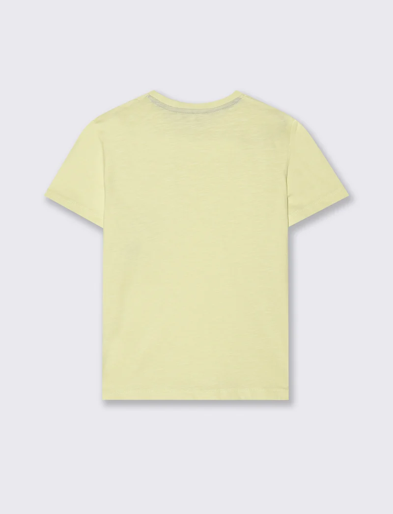 T-shirt mezza manica con tasca e stampa - Giallo