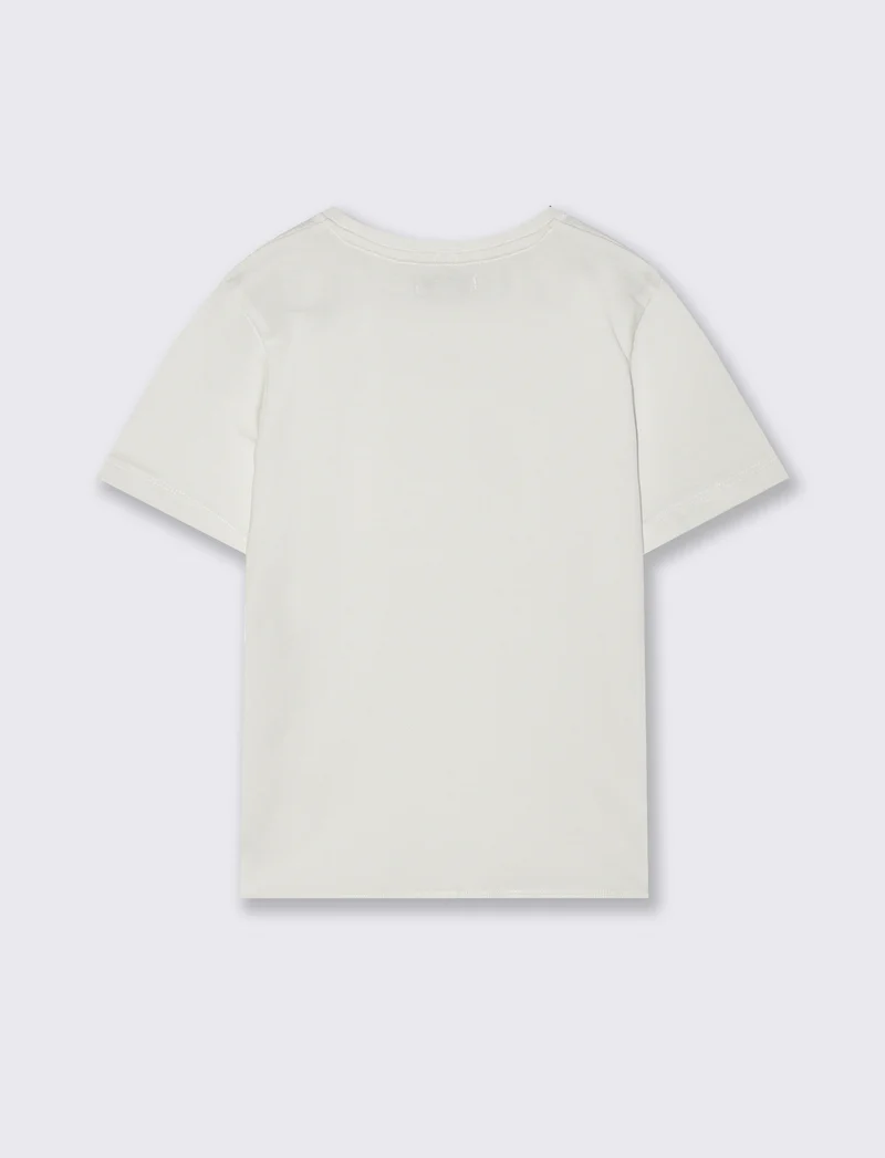 T-shirt piquet girocollo mezza manica - Bianco