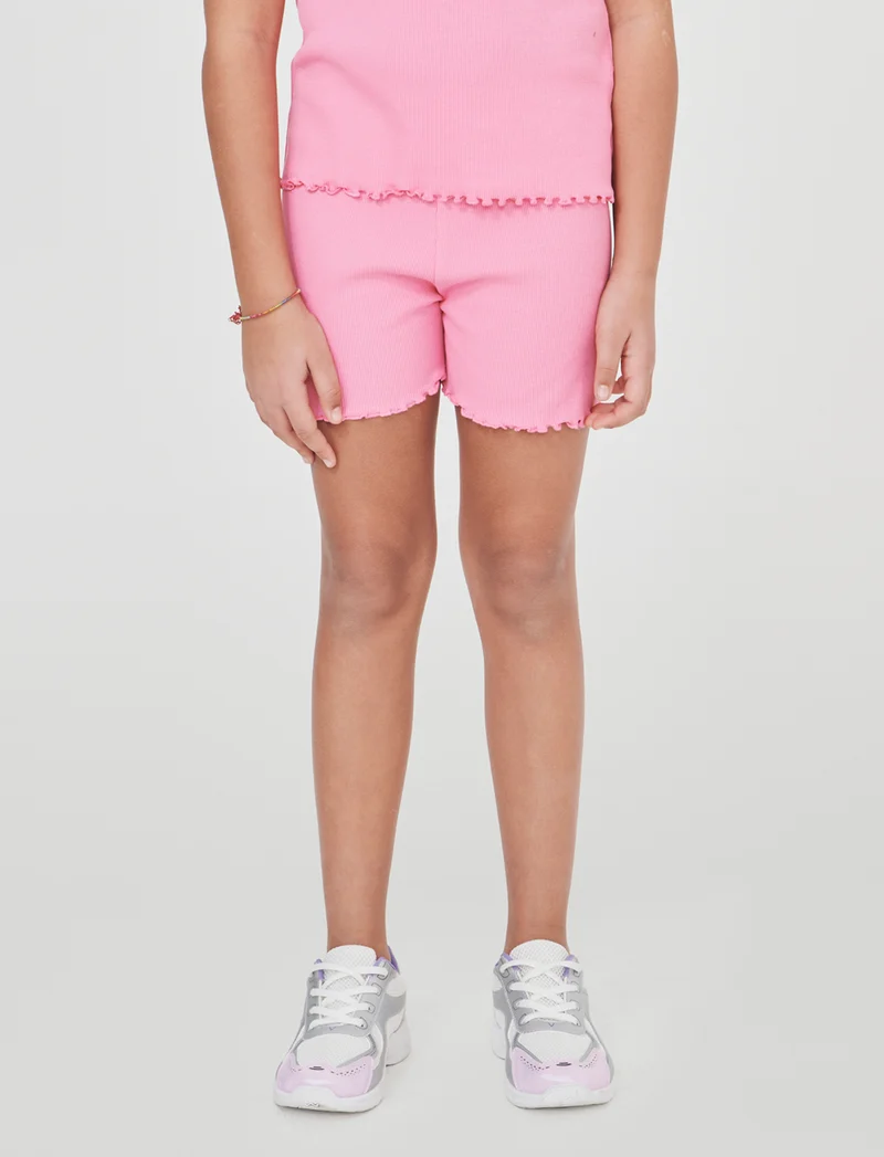 Short in costina elastica con fiocchetto - Rosa big bubble