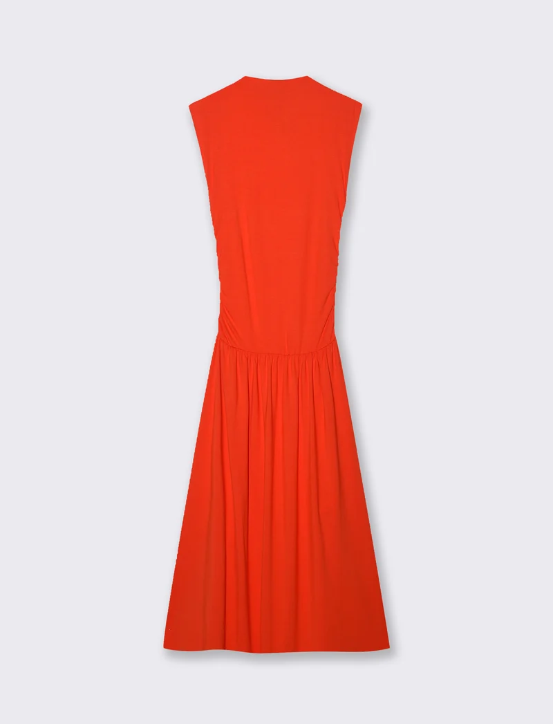 Vestito smanicato in viscosa per donna - Corallo