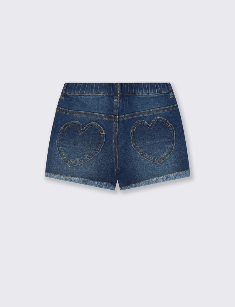 Shorts in denim con bottoni davanti - Denim