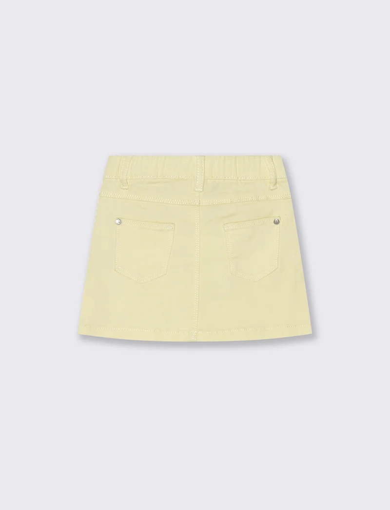 Gonna in twill con tasche per primavera - Giallo