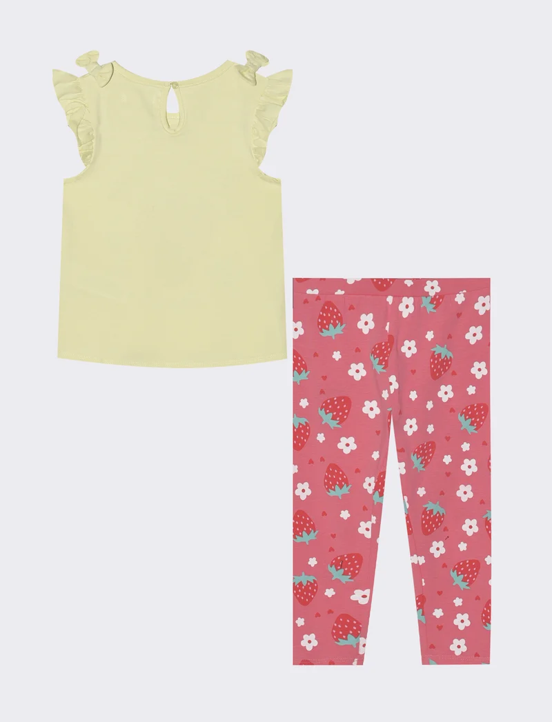 Completo canotta e leggings con stampa - Giallo