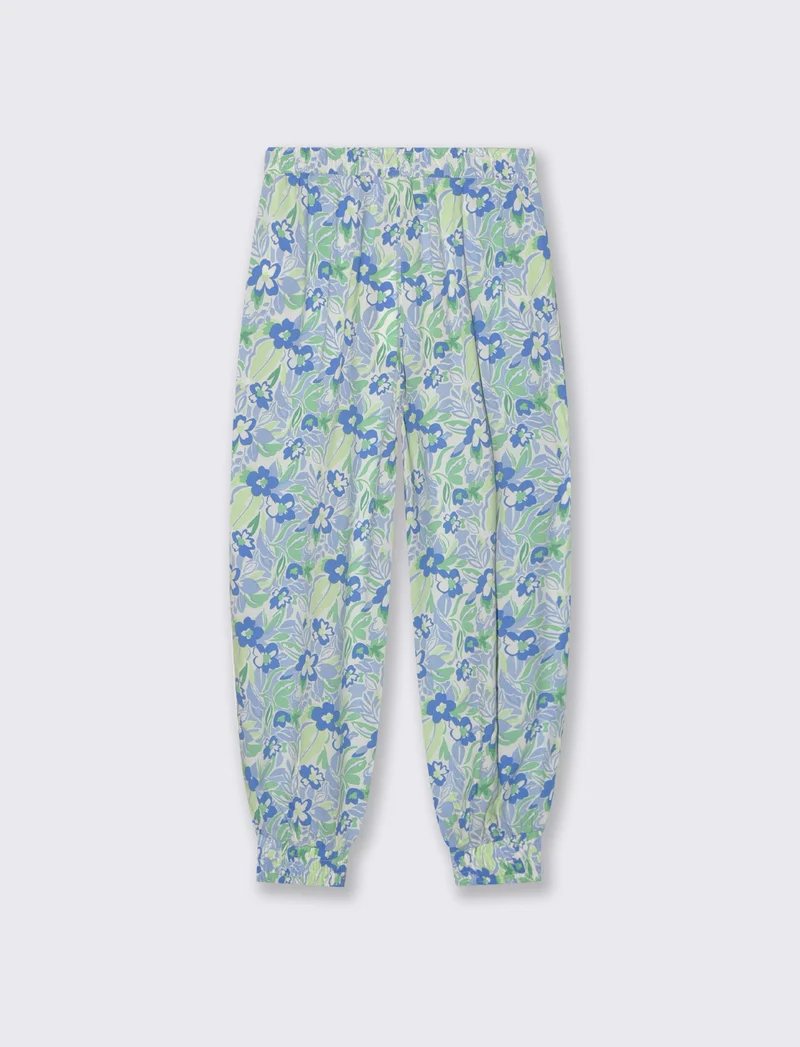 Jogger in viscosa con stampa e comfort - Verde