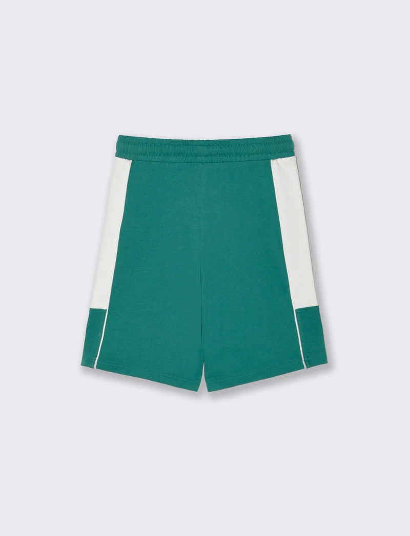 Bermuda in felpa con fasce laterali - Verde