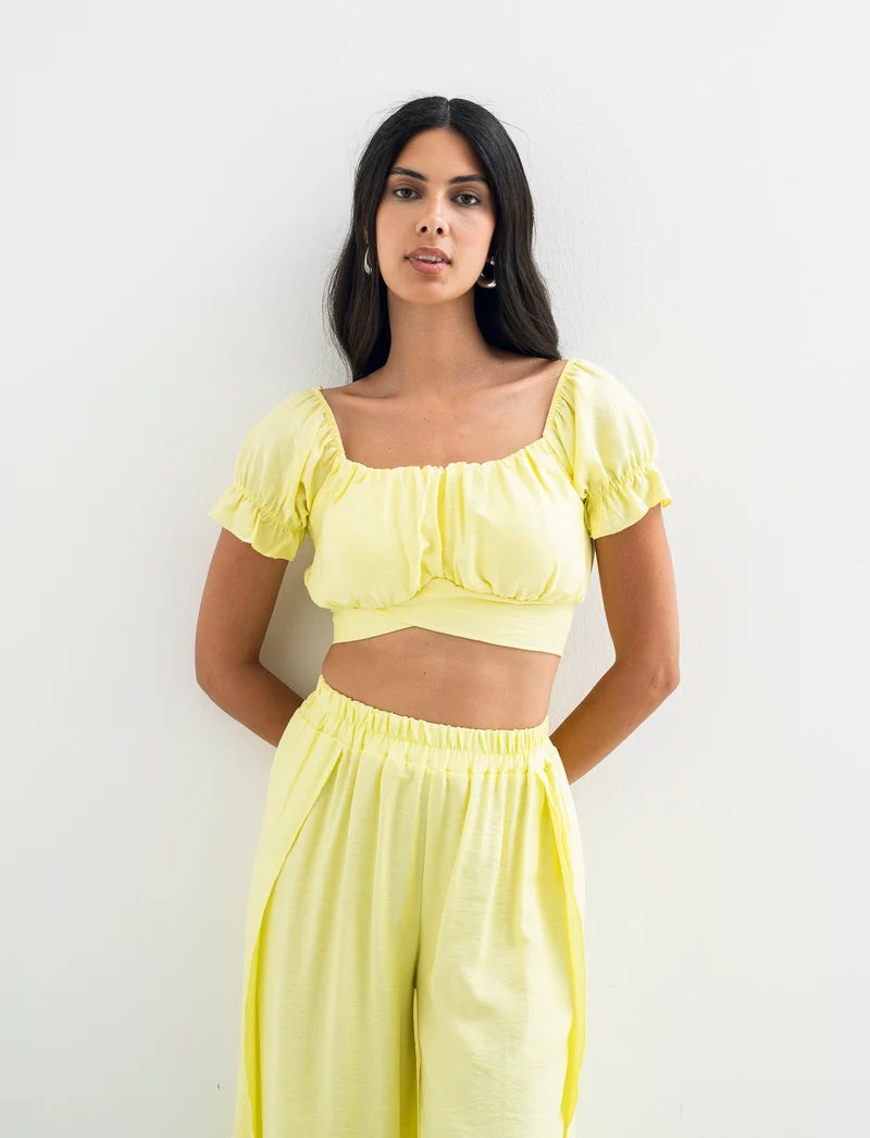 Top con manica elastica - Giallo