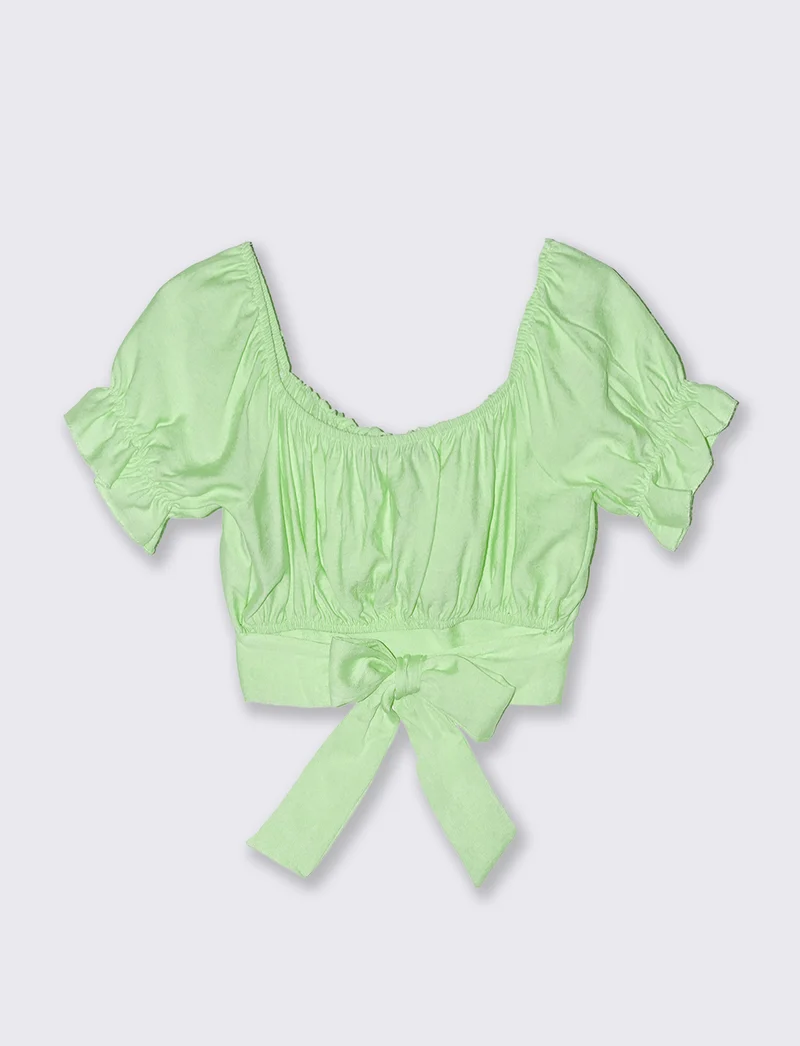 Top con manica elastica - Verde acqua