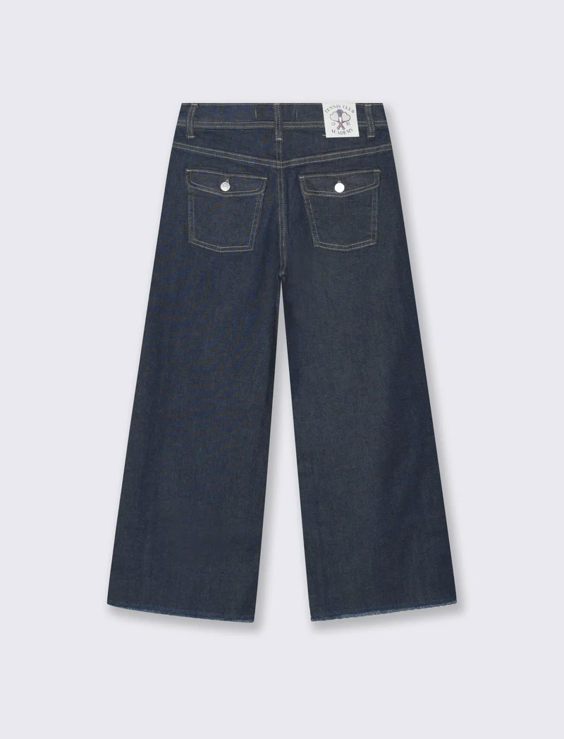 Jeans gamba ampia in denim elasticizzato - Denim