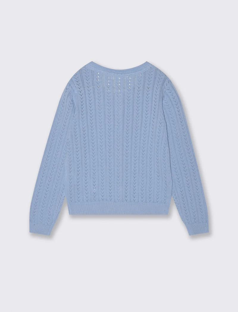Cardigan traforato in cotone per bambina - Azzurro
