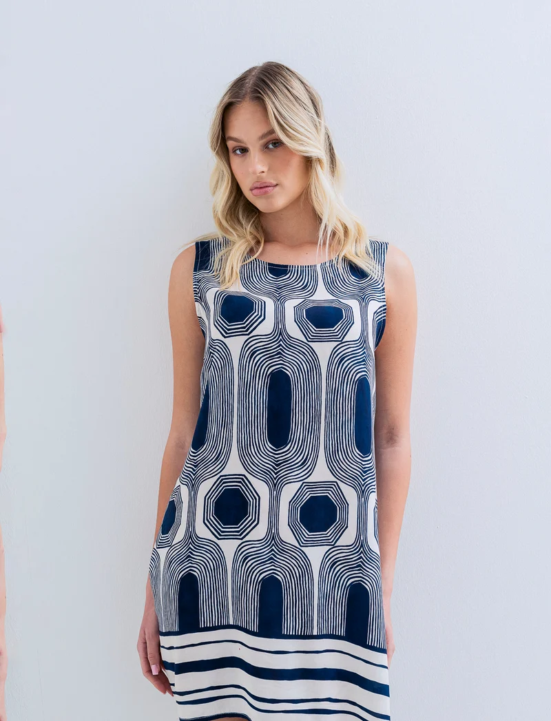 vestito in viscosa stampato - Blu
