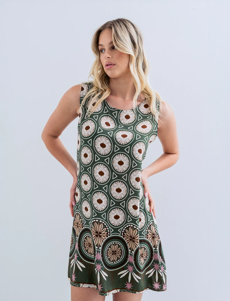 vestito in viscosa stampato - Verde