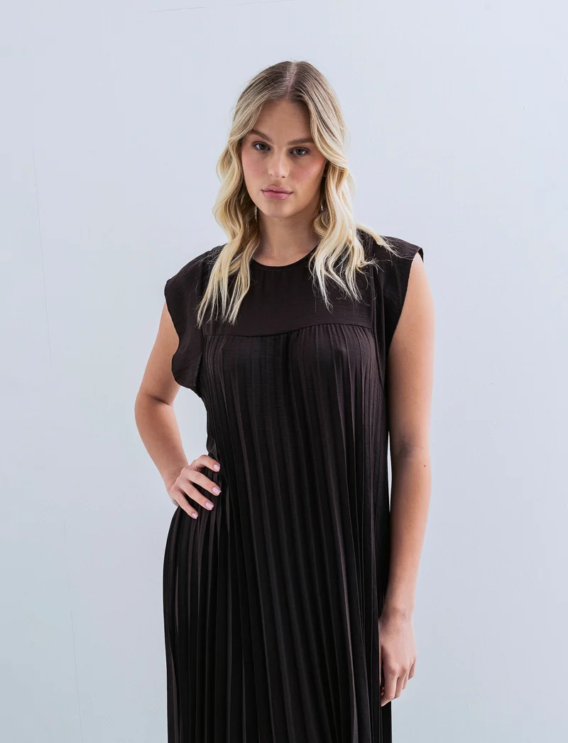 vestito lungo plisset giro manica - Moro