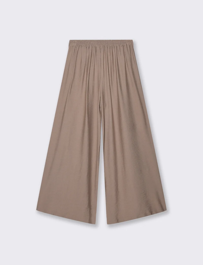Pantalone largo con fusciacca e bottone - Grigio fango