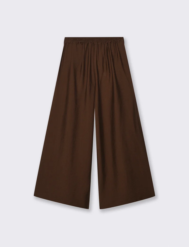 Pantalone largo con fusciacca e bottone - Moro