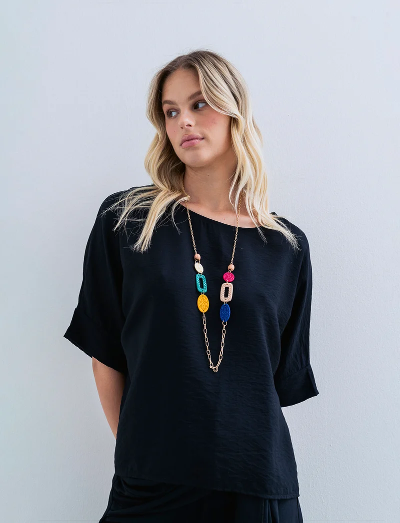 Casacca over con collana - Nero