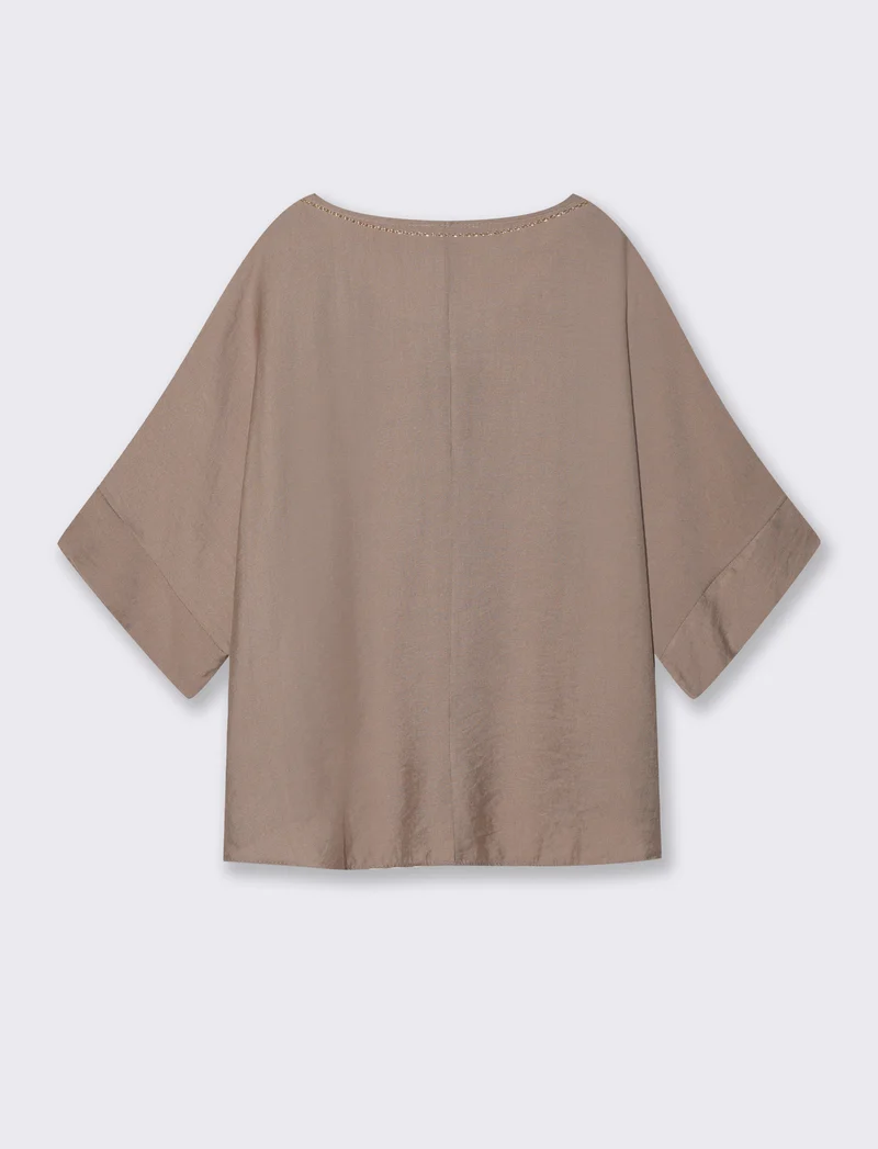 Casacca over con collana - Grigio fango