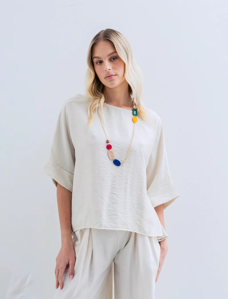 Casacca over con collana - Beige
