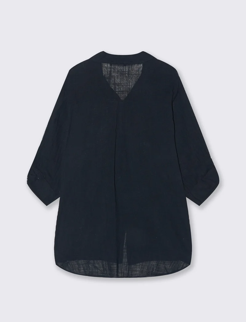 Camicia lunga in cotone per donna - Blu