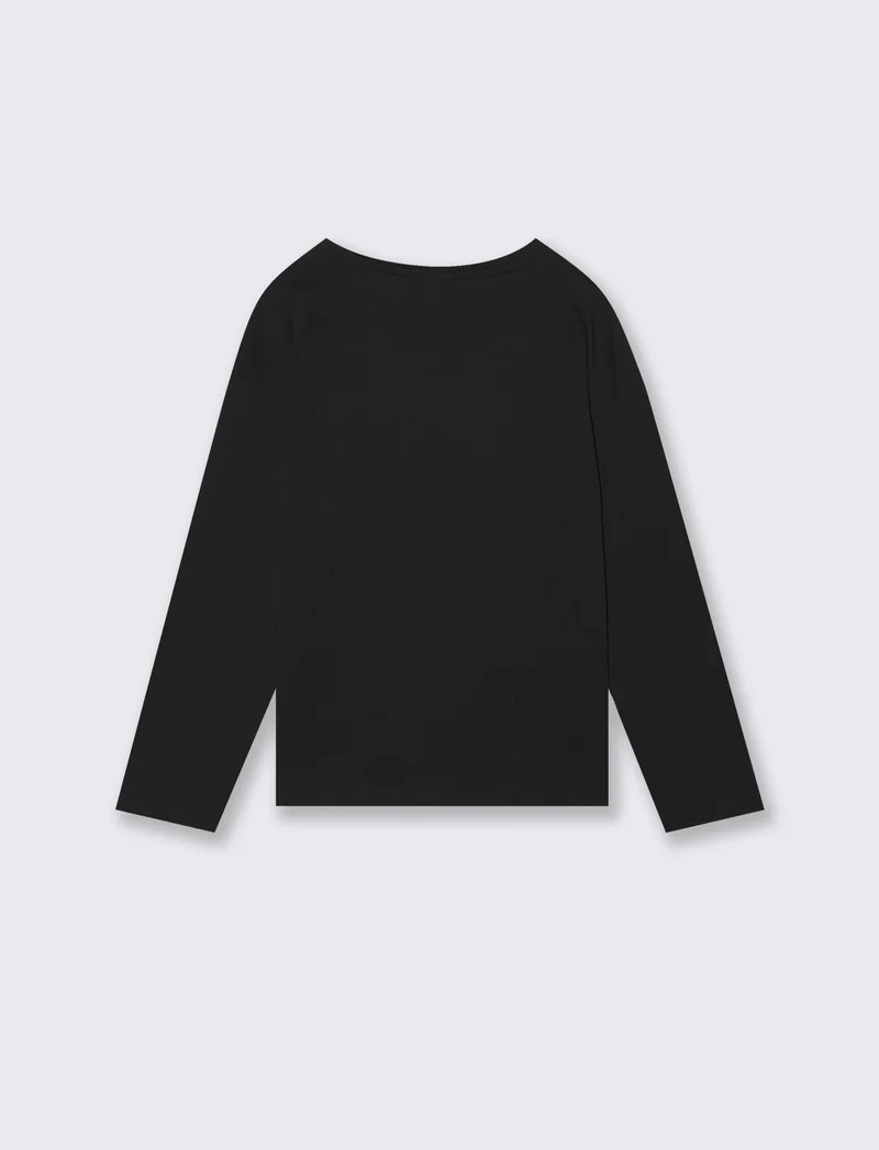 T-shirt manica lunga in cotone per bambina - Nero