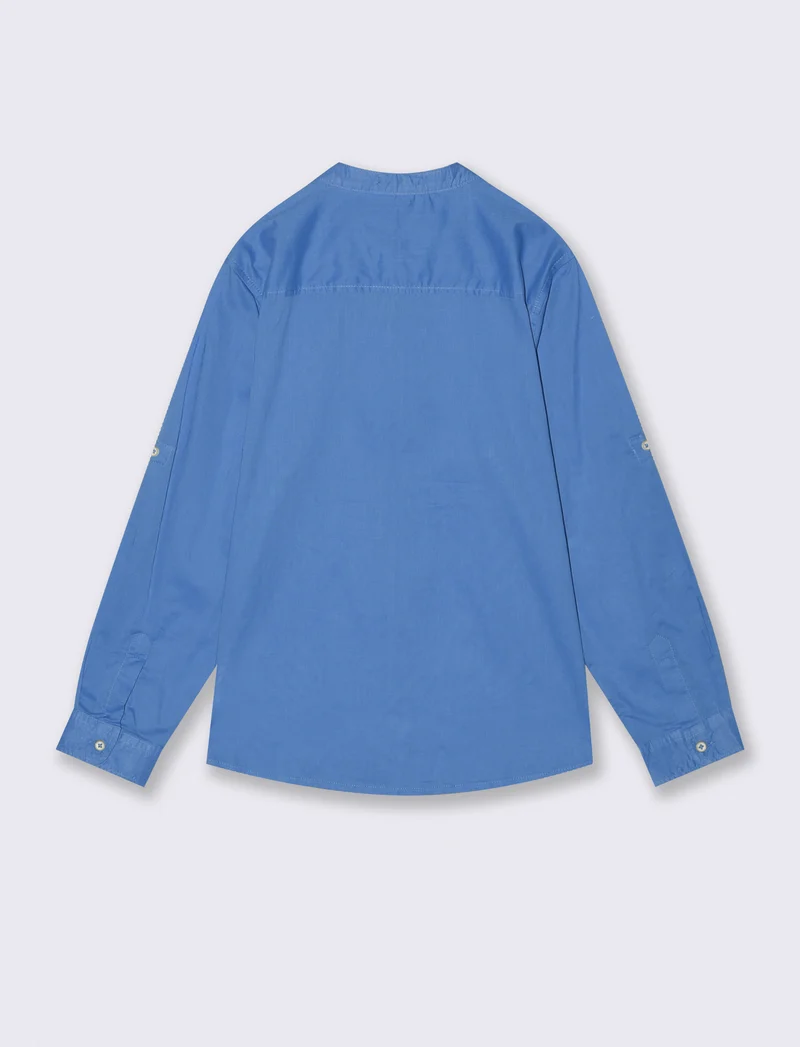 Camicia in cotone con taschino elegante - Blu oceano
