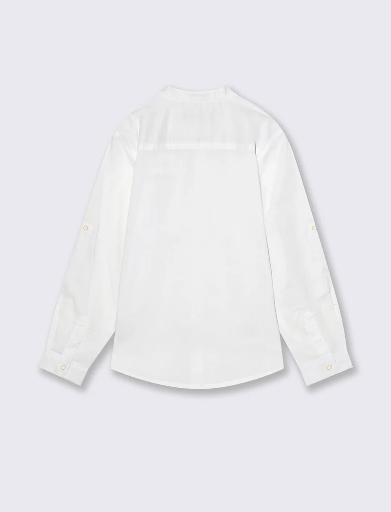Camicia in cotone con taschino elegante - Bianco
