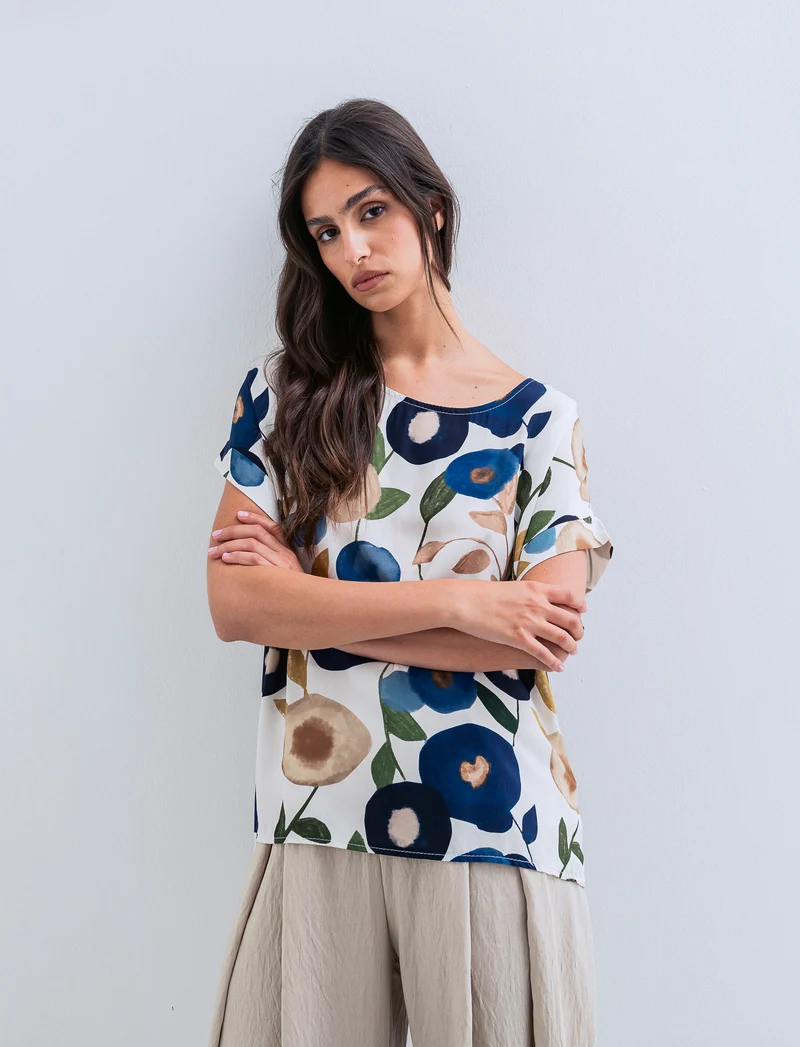 Casacca stampata con collana per donna - Bianco