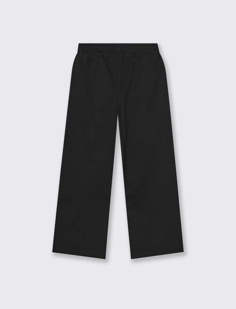 Pantalone in felpa da bambina gamba larga - Nero